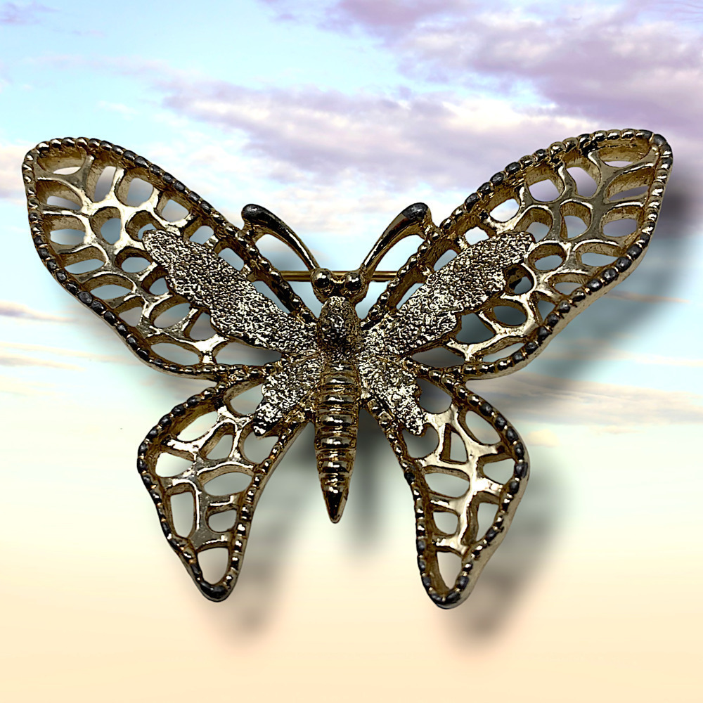 Vintage 1960s Sarah Coventry Butterfly Brooch Pin Mid Century Modern MCM